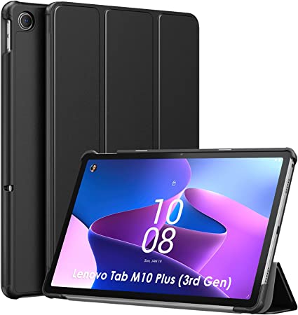 MoKo Case Fits Lenovo Tab M10 Plus (3rd Gen) 10.6" 2022, Trifold Stand Lightweight Smart Cover PC Shell Case with Auto Wake for Lenovo Tab M10 Plus (3rd Gen) 2022, Black