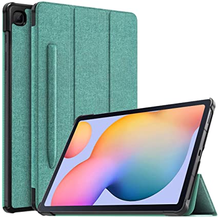 MoKo Case Compatible with Galaxy Tab S6 Lite 2020, Ultra Slim Tri-Fold Cover with Auto-Wake/Sleep & Pen Holder Fit Samsung Galaxy Tab S6 Lite 10.4 2020 SM-P610/P615 ONLY - Turquoise