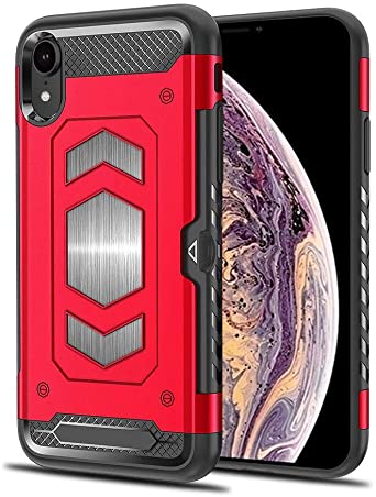 LG G7 ThinQ Case, iKuboo Protective Wallet Case TPU pc Back Cover case with Card Holder for LG G7 ThinQ-Red