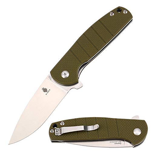 KIZER Cutlery Folding Pocket Knives Linerlock Flipper Knife Green G10 Handles Tactical Knife, Gemini Ray Laconico V3471A2
