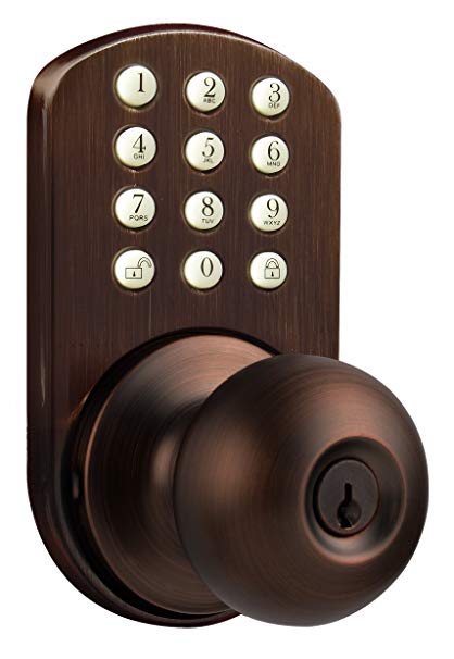 MiLocks TKK-02OB Digital Door Knob Lock with Electronic Keypad for Interior Doors, Oil Rubbed Bronze