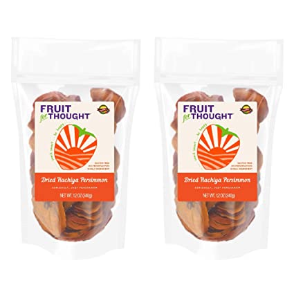 USA Grown Dried Persimmon 12 Ounce Bag (Pack of 2) - Seriously Just Hachiya Persimmons, No Added Sugar, No Preservatives - Dried Persimmons Multi-serving Bag Bundle