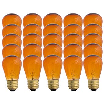 Amber S14-11w Bulb - Patio string light replacement Bulb - 25 Bulbs