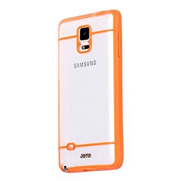 JOTO Galaxy Note 4 Case - Slim Fit Hybrid Bumper Cover Case (Flexible TPU   Hard PC) Exclusive for Samsung Galaxy Note 4 Smartphone, SM-N910 (Clear, Frosty, Orange)