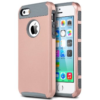 iPhone 5S Case iPhone SE CaseULAK Hybrid Case for Apple iPhone 5  iPhone 5SSE 2-Piece Dual Layer Style Hard Cover 2 in 1 Shield-Rose GoldGray