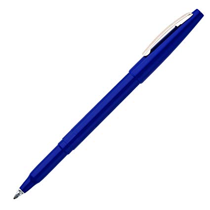Pentel Rolling Writer Pen, 0.8 Millimeter Cushion Ball Tip, Blue Ink, Box of 12 (R100-C)