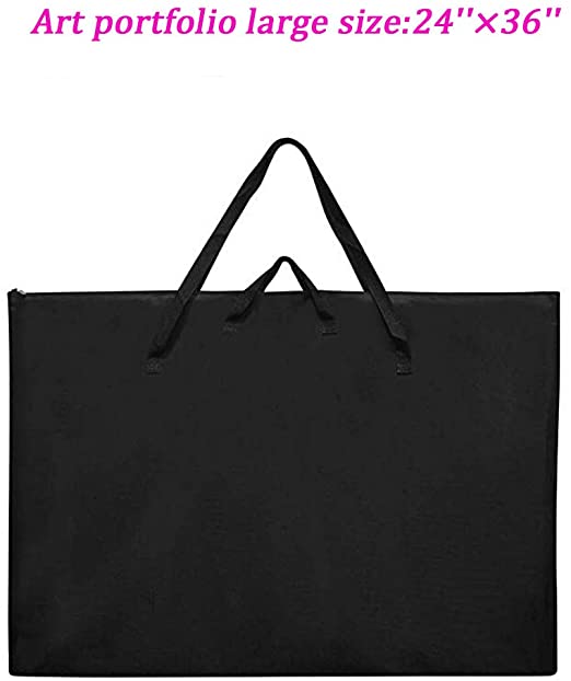 Large Size Art Portfolio Tote with Nylon Shoulder, Poster Board Storage Bag, 24"X 36" Student Art Work Portfolio Case