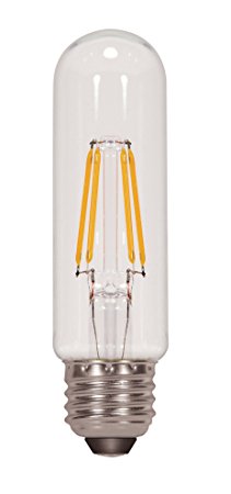 Satco S9580 T10 LED Clear Medium Base Light Bulb, 4.5W