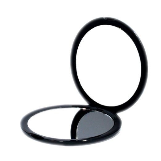 Makeup Pocket Mirror with 10x Magnification Glass Plus Plain Mirror (Black)