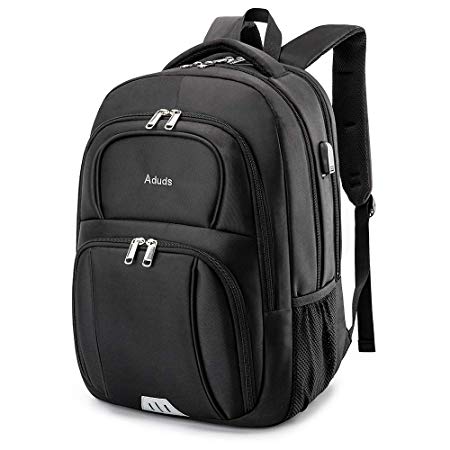 Aduds 17inch Laptop Backpack,Water-Resistant Durable Travel Business Computer Backpack with USB Charging Port ,College Bookbag,Overnight Weekender Bag Rucksack for men women