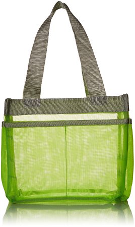YaeloDesign Shower Caddy Portable Bathroom Mesh Tote Organizer with 7 Storage Compartments Green