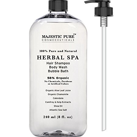 Majestic Pure Herbal Shampoo & Body Wash, Organic Chamomile, Sulfate Free, 8 Fluid Ounce