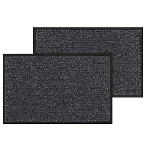 Lifewit Doormats Entrance Rug Shoe Scraper Floor Mat with Rubber Backing for Indoor Outdoor, 29.5"X17.7" - 2 Pack (Grey) (27.5"X17.7" Grey)