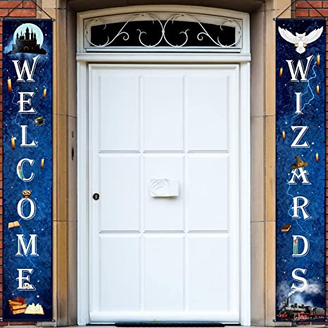 Magical Wizard Porch Signs Magical Wizard Banner Wizards Welcome Hanging Banner Owl Castle Magical Wizard Theme Party Decoration Door Yard Party Backdrop Wizard Party Supplies