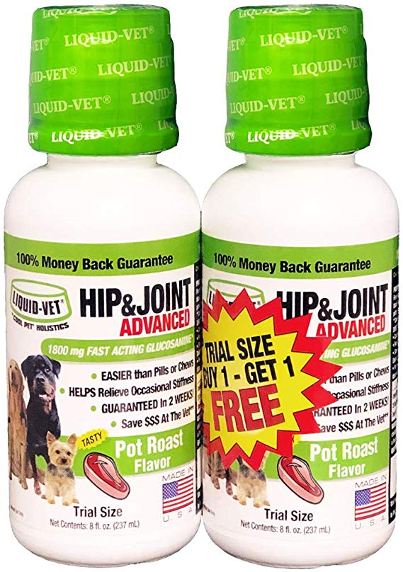 Liquid-Vet Advanced Hip & Joint Supplements for Dogs with Glucosamine   Chondroitin   MSM   Hyaluronic Acid | Dog Arthritis | Dog Pain Relief