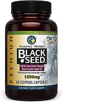 Amazing Herbs Premium Black Seed Oil Soft-Gels, 60 Count