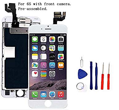 Screen Replacement Compatible with iPhone 6S Full Assembly - LCD 3D Touch Display Digitizer with Ear Speaker, Sensors and Front Camera, Fit Compatible with All iPhone 6S (White)