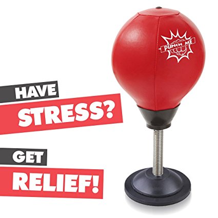 Stress Buster Desktop Punching Ball – Relieves Stresses & Good for Exercise - Super Strong Suction Cup Holds Securely on Smooth, Flat and Dry Surface – Pump Included – Just Punch Me!