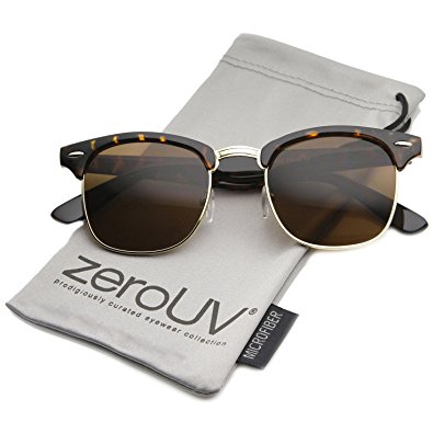 zeroUV® - Designer Inspired Classic Half Frame Horned Rim Wayfer Sunglasses