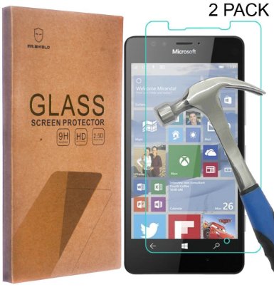 [2-PACK] - Mr Shield For Microsoft Lumia 950 [Tempered Glass] Screen Protector [0.3mm Ultra Thin 9H Hardness 2.5D Round Edge] with Lifetime Replacement Warranty...