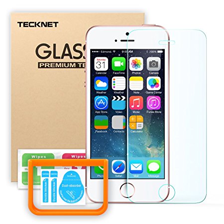 iPhone SE/5S/5 Tempered Glass Screen Protector, TeckNet [3D Touch Compatible] Tempered Glass Screen Protector with Paste Installation Tool For Apple iPhone SE/5S/5 with 9H Hardness and 96% Transparency