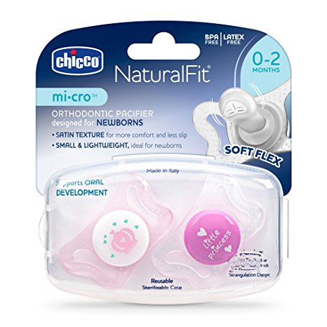 Chicco NaturalFit micro Newborn Pacifier, Pink, 0-2 Months