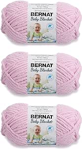 Bernat Baby Blanket Baby Pink Yarn - 3 Pack of 100g/3.5oz - Polyester - 6 Super Bulky - 72 Yards - Knitting/Crochet