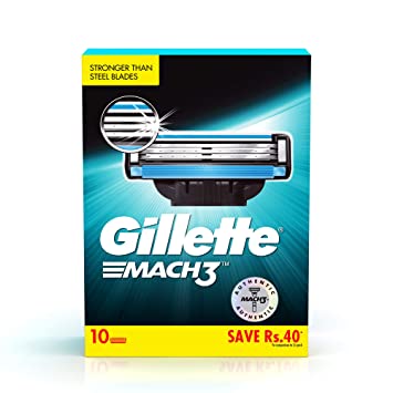 Gillette Mach 3 Shaving Blades- Pack of 10 (Cartridges)