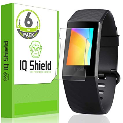 IQShield Fitbit Charge 3 Screen Protector (Version 2)[Compatible w/Charger](6-Pack), LiQuidSkin Screen Protector Fitbit Charge 3 HD Clear Anti-Bubble Film