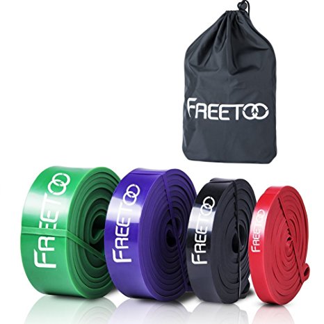 Freetoo Best Workout Rubber Band Resistance Bands Powerlifting Bands Pull-Up Band Resistance Exercise Bands (Red Black Purple Green)