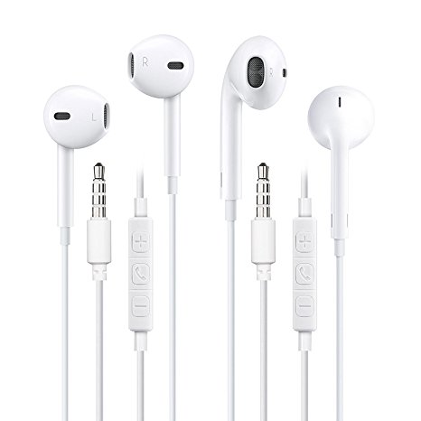 Fleeken 2Pack 3.5mm In-Ear Earphones Stereo Earbuds with Volume Control   6 ft Lightning cable for iPhone iPod