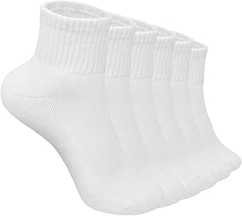 Glory Max 6 Pairs Women Ankle Socks Cotton Solid Color with Cushion for Athletic Running