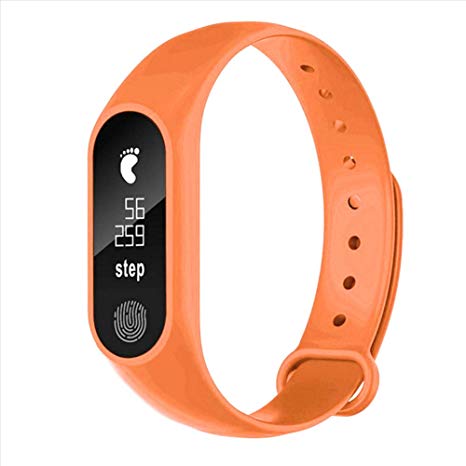 Diadia M2 Smart Watch Sports Fitness Activity Heart Rate Tracker Blood Pressure Watch (Orange)