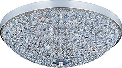 Maxim 39871BCPS Glimmer Beveled Crystal Flush Mount, 4-Light Xenon 160 Total Watts, 5"H x 15"W, Plated Silver