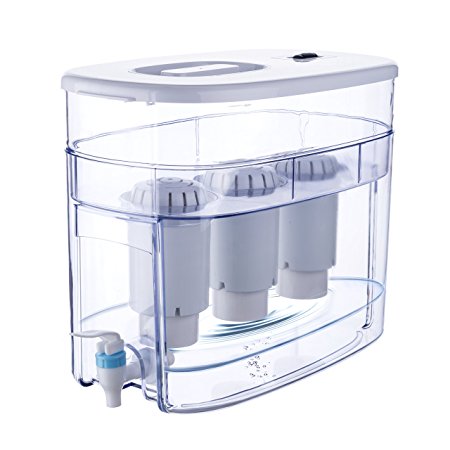 PH RECHARGE Countertop Water Filtration System By Invigorated Water, High pH Alkaline Ionizer Water Purifier Dispenser, 2.4 Gallon (9 Litre), Super-Fast Filtration, Long-Life Mineral Stone Ceramic Carbon Charcoal Filters, Improves pH & ORP, Adds Essential Minerals, Removes Heavy Metals, Flouride & Bacteria, Home & Office Use (White)