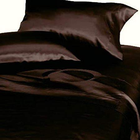 Mk Collection 2 King Pillow Cases Soft Silky Satin Solid Brown/Coffee New