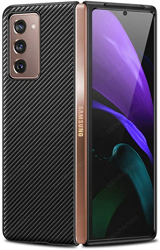 HELLOLAND Samsung Galaxy Z Fold 2 5G Case,Galaxy Z Fold 2 5G Carbon Fiber Shockproof Case, Slim Thin Premium Protective Cover Case (Full Black)
