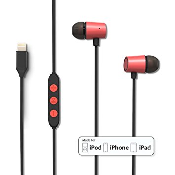 Lightning Earbud Headphones for Apple iPhone X, 8 / 8 Plus, 7 / 7 Plus - MFi In-Ear Stereo Earphones with Remote, Passive Noise Cancellation, Microphone