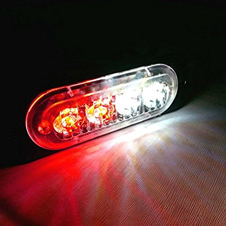VSLED 4 LED Red/White Light 12-Flashing Mode Car Truck Warning Caution Emergency Construction Strobe LED LightBar