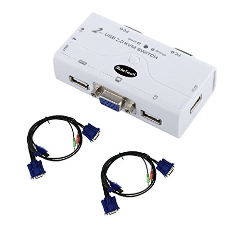 2 Port USB 2.0 VGA KVM Switch Up to 2048x1536 Resolution with USB Hub for PC or Montior Switching