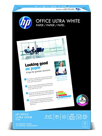 HP Paper, Office Ultra White, 20lb, 11 x 17, Ledger, 92 Bright, 500 Sheets / 1 Ream (172000), Made In The USA