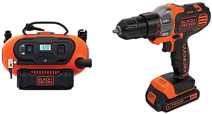 BLACK DECKER BDINF20C 20V Lithium Cordless Multi-Purpose Inflator (Tool Only) with BLACK DECKER BDCDMT120C 20-Volt MAX Lithium-Ion Matrix Drill/Driver