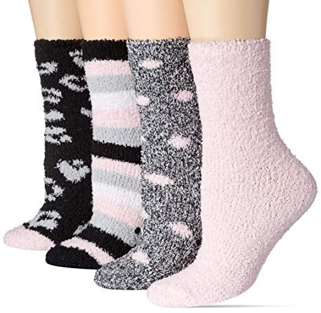 Amazon Essentials Women's 4-Pack Fuzzy Socks