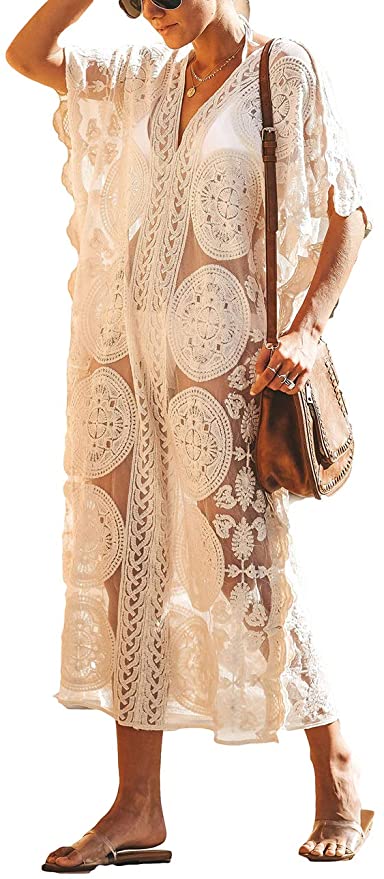 Bsubseach Women Beachwear Turkish Kaftans Long Swimsuit Cover up Caftan Beach Dress