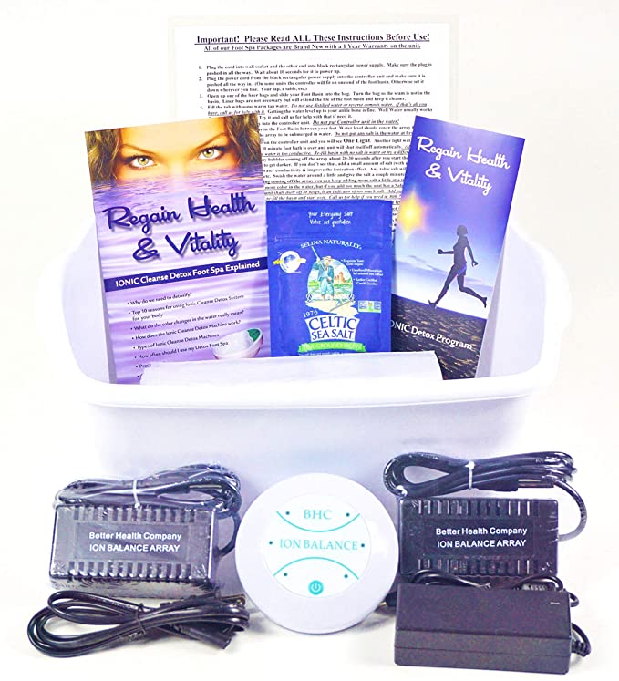 Ion Ionic Detox Foot Spa Cleanse Cell Chi Bath, Free Foot Basin and 2 Stronger Longer Lasting Rectangular Arrays