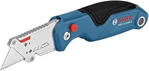 BOSCH H11-11100-1 Folding Utility Knife | Compact, Portable, and Durable with Integrated Blade Storage, Thumb Rest, and 3 Included Blades