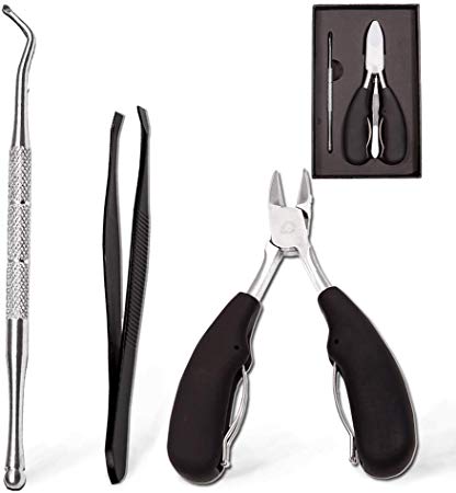 Oniche Toe Nail Clippers-Medical Stainless Steel Toe nail Clipper with Soft Non-Slip Handle,Professional Manicure Pedicure Tools, Foot Fingernail Clippers for Thick or Ingrown Toenails(Cutter Lifter Tweezers)