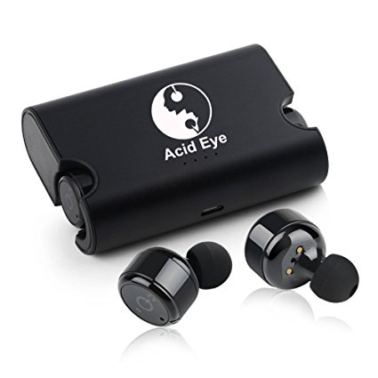 Acid Eye X2T Wireless Rechargable Deep Bass Bluetooth Headphone/Earphone With Twins Stereo In-Ear Bluetooth Headset With Charging Box (Black)