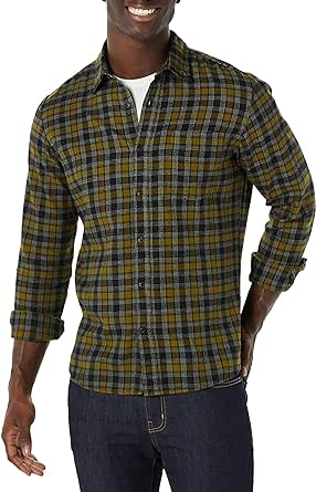 Amazon Essentials Men's Slim-Fit Long-Sleeve Plaid Flannel Shirt (Limited Edition Discontinued Colors