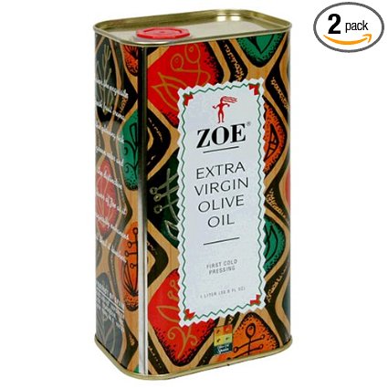 Zoe Extra Virgin Olive Oil, 1-Liter Tins (Pack of 2)